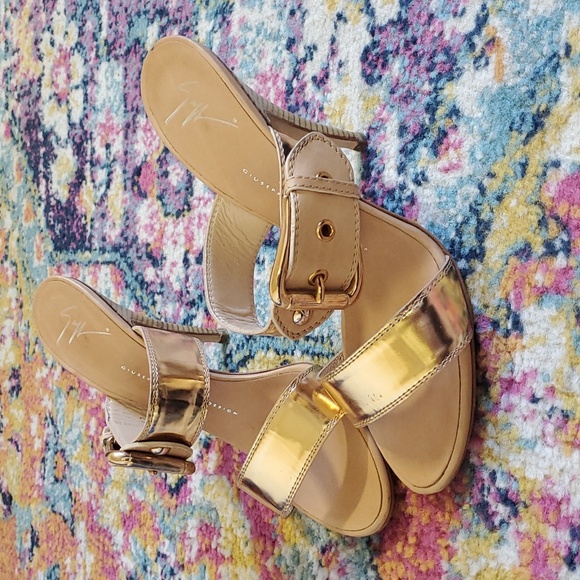 Giuseppe Zanotti Rose Gold Slip On Kitten Heel Mules - Picture 10 of 11